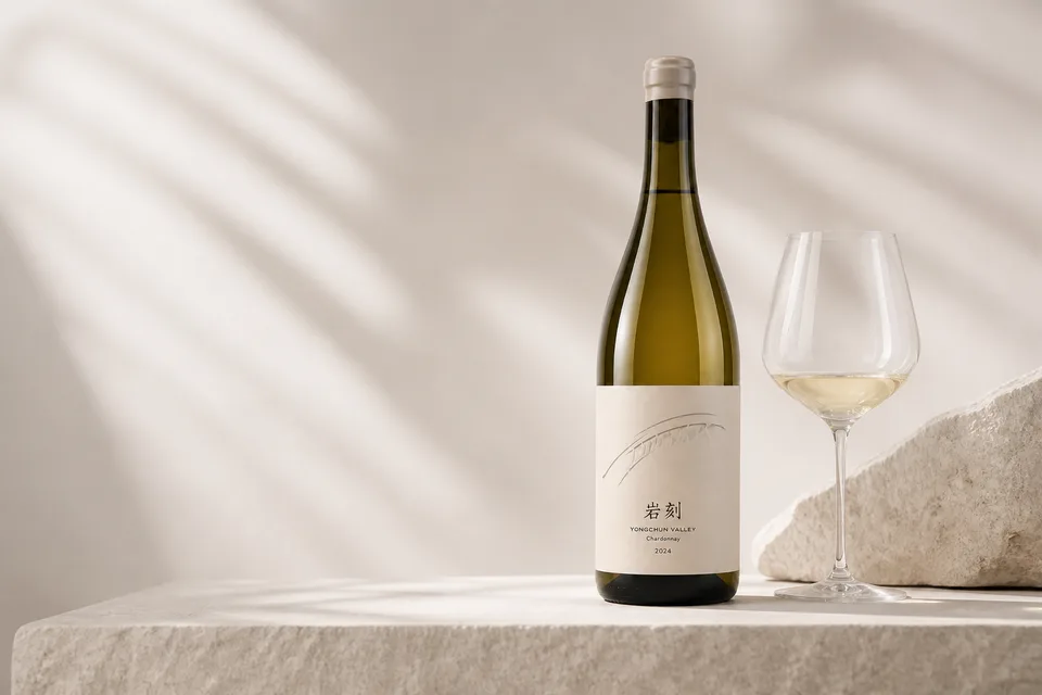 Yanker Chardonnay in a pale stone studio