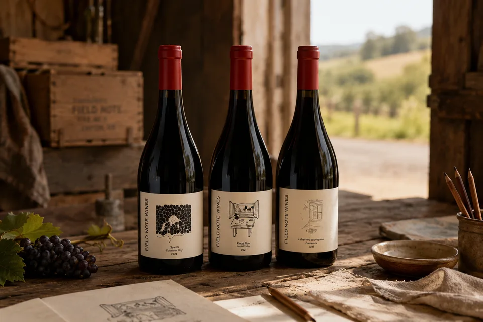 Field Note Wines packaging lineup