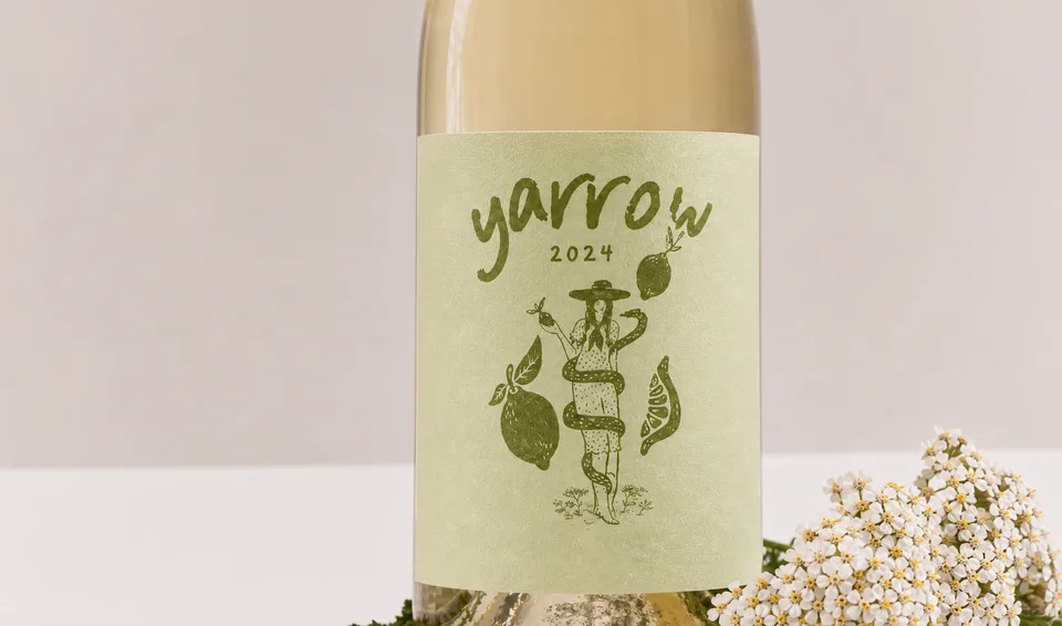 Yarrow illustrated label close-up