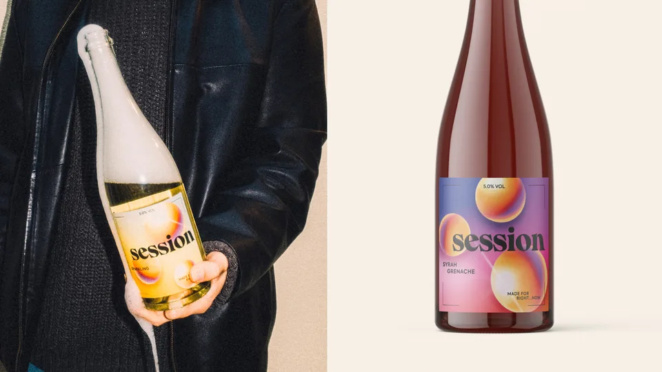 SESSION WINE label and bottle detail