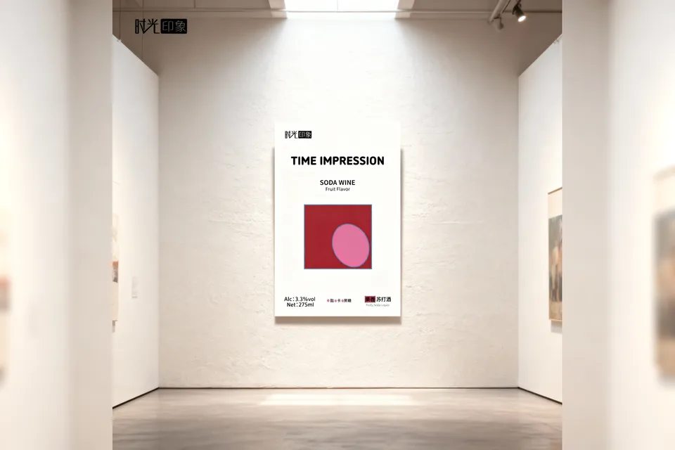 Time Impression label artwork in a gallery setting