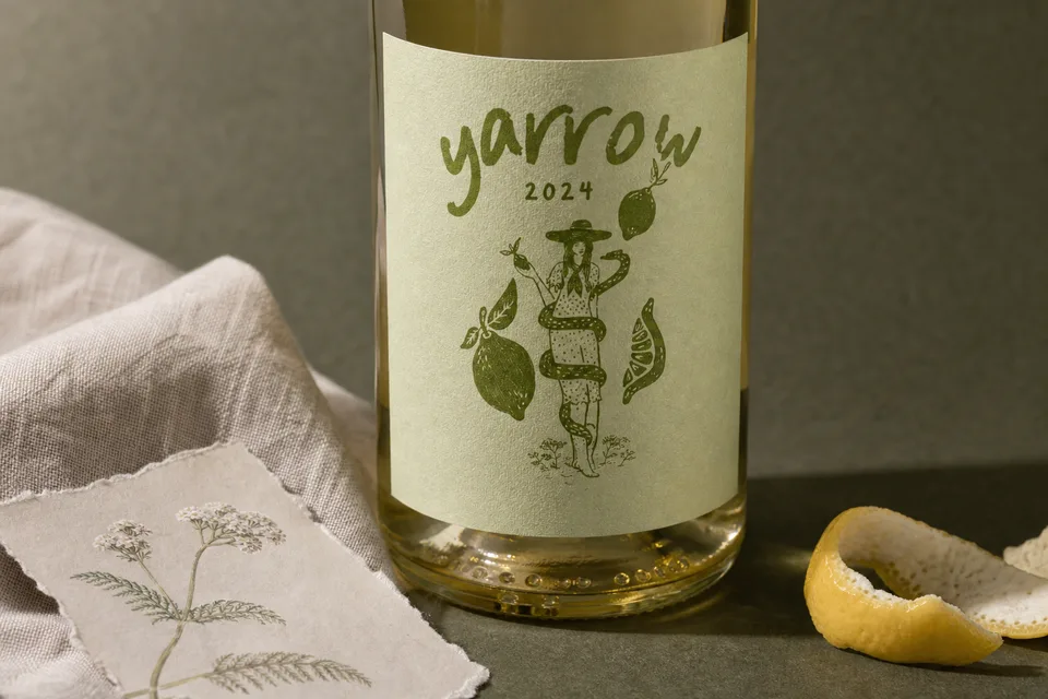 Yarrow label detail in darker tones