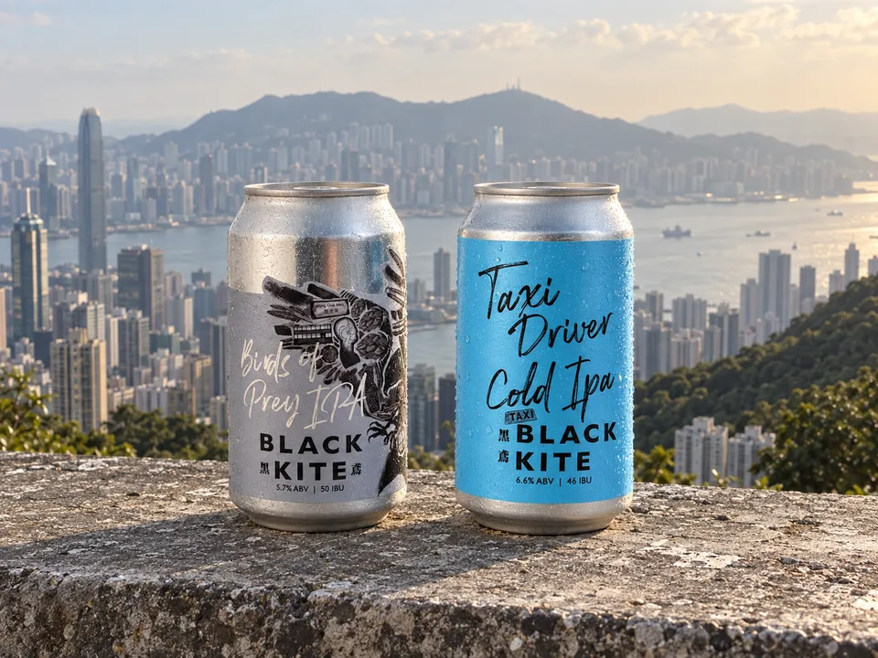 Black Kite cans at a Hong Kong hillside lookout above the harbour